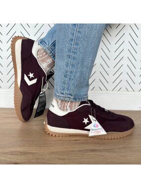 Converse Run Star Trainer Ox Women Casual Shoes 7 Suede Burgundy Sneaker A13360C